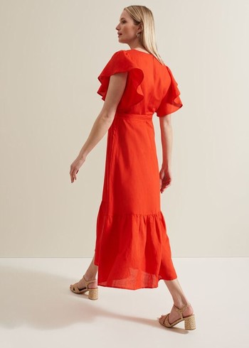 Phase Eight Morgan Red Linen Dress Red USA | 8605341-CX